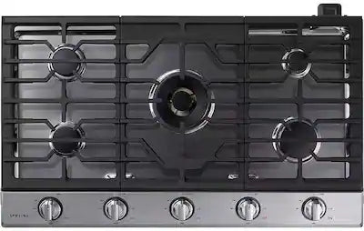 Samsung - 36" Built-In Gas Cooktop with WiFi and Dual Power Brass Burner