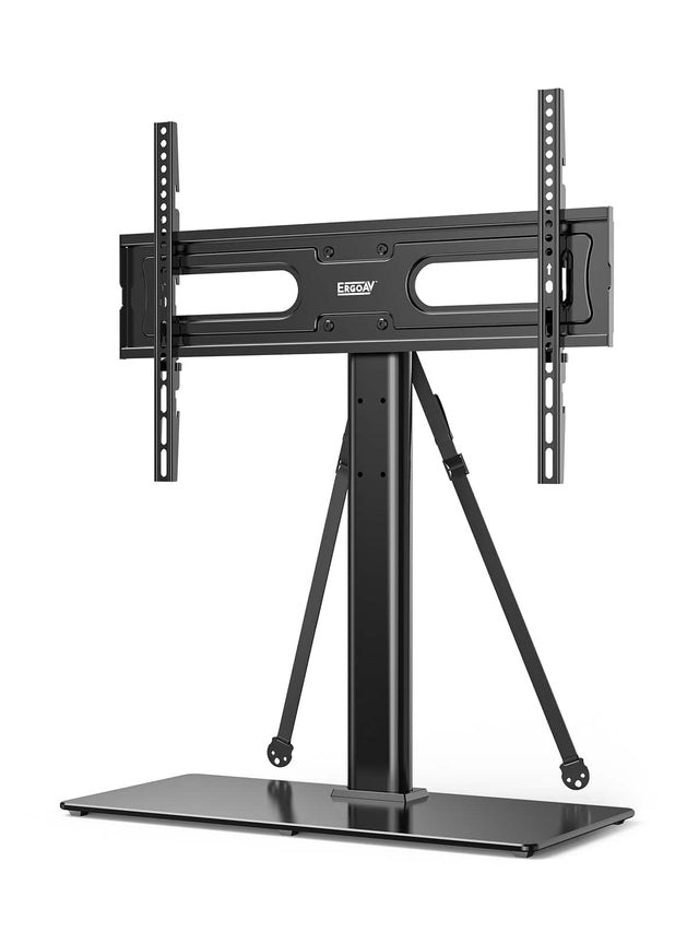 Front. ErgoAV - Tabletop TV Stand+Swivel for 40 -75" TV - Black.