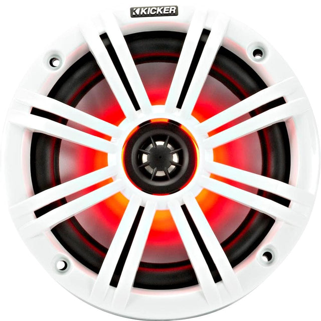 Front. KICKER - KM Series 6-1/2" 2-Way Marine Speakers with Polypropylene Cones Pair - Charcoal And White.