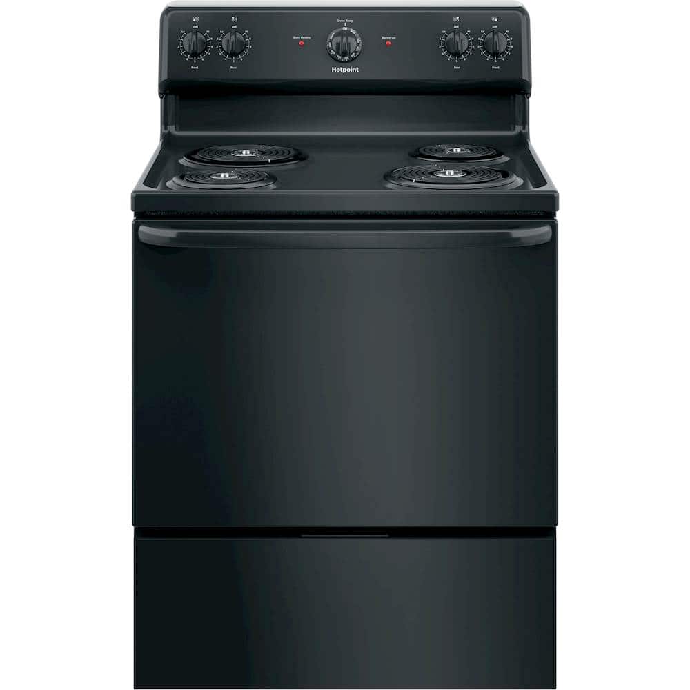 Hotpoint - 30 in. Wide 4 Element 5.0 Cu. Ft. Freestanding Electric Range with Porcelain Upswept Cooktop - Black