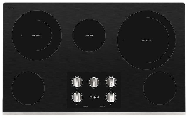 Front. Whirlpool - 36" Electric Cooktop - Stainless Steel.