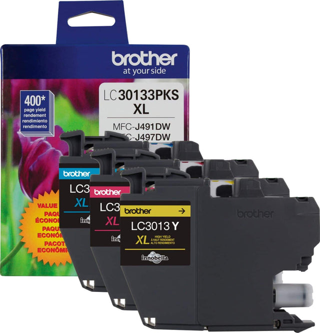 brother at your side 400* page yield rendement rendimiento rendimento LC 30133PKS XL MFC-J491 DW C-J497DW brother LC3 brother VALUE PAQU ÉCONO XL PAQU ECON LC3013 Y ECON HGH TIELD fnr XL A HAUT RENDEMENT PACOT ALTO RENOMENTO ECONM innobella brother