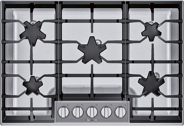 Front. Thermador - Masterpiece 30" Built-In Gas Cooktop with 5 Pedestal Star Burners and ExtraLow Select - Stainless Steel.