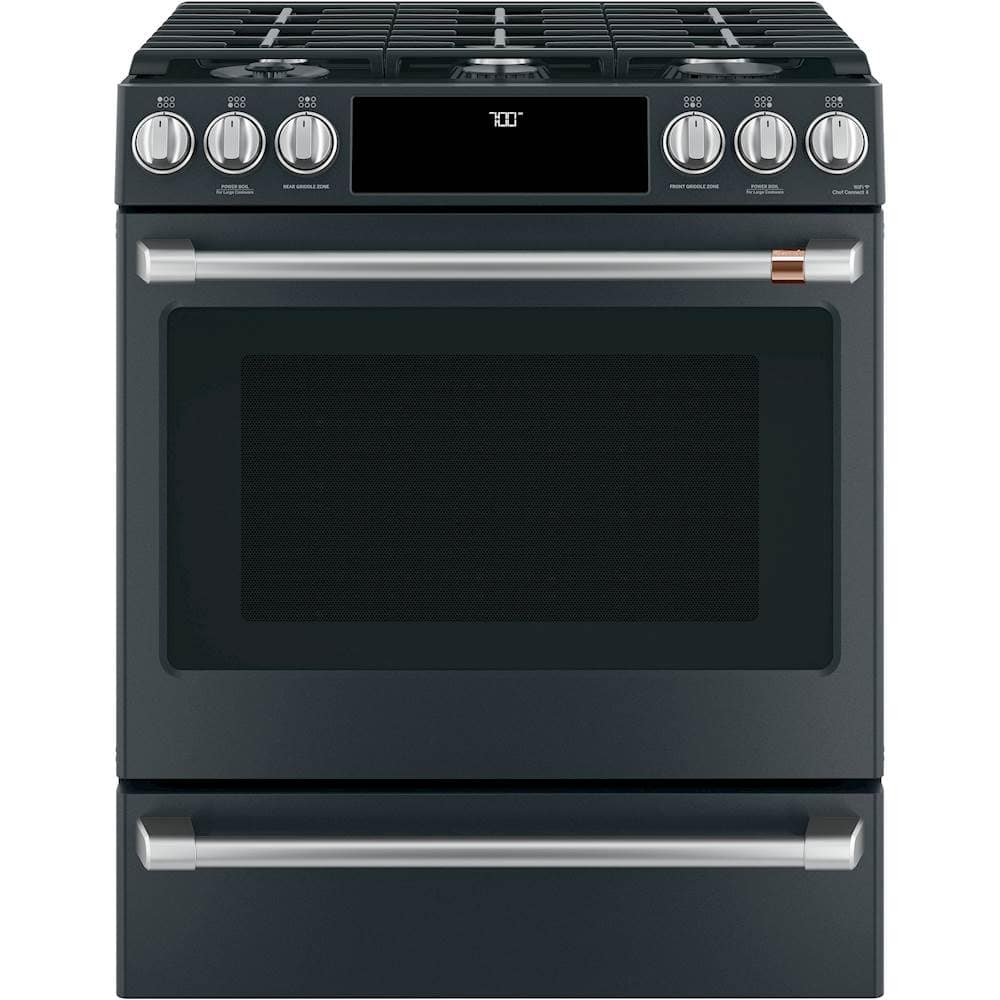 Café - 30 in. Wide 6 Burners 5.6 Cu. Ft. Self-Cleaning Slide-In Gas Convection Range, Customizable - Matte Black