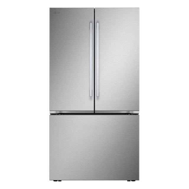 Front. LG - 36-in Wide Counter-Depth MAX 26.5 Cu. Ft. French Door Smart Refrigerator with Internal Water - Stainless Steel.