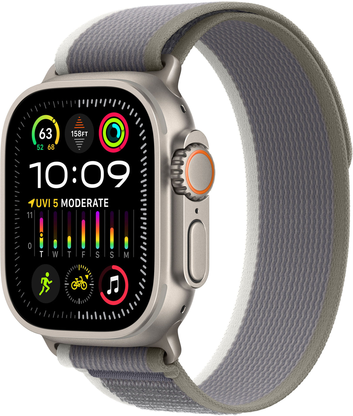 Geek Squad Certified Refurbished  Apple Watch Ultra 2 (GPS + Cellular) 49mm Titanium Case with Green/Gray Trail Loop - Titanium (Verizon) - (2023)