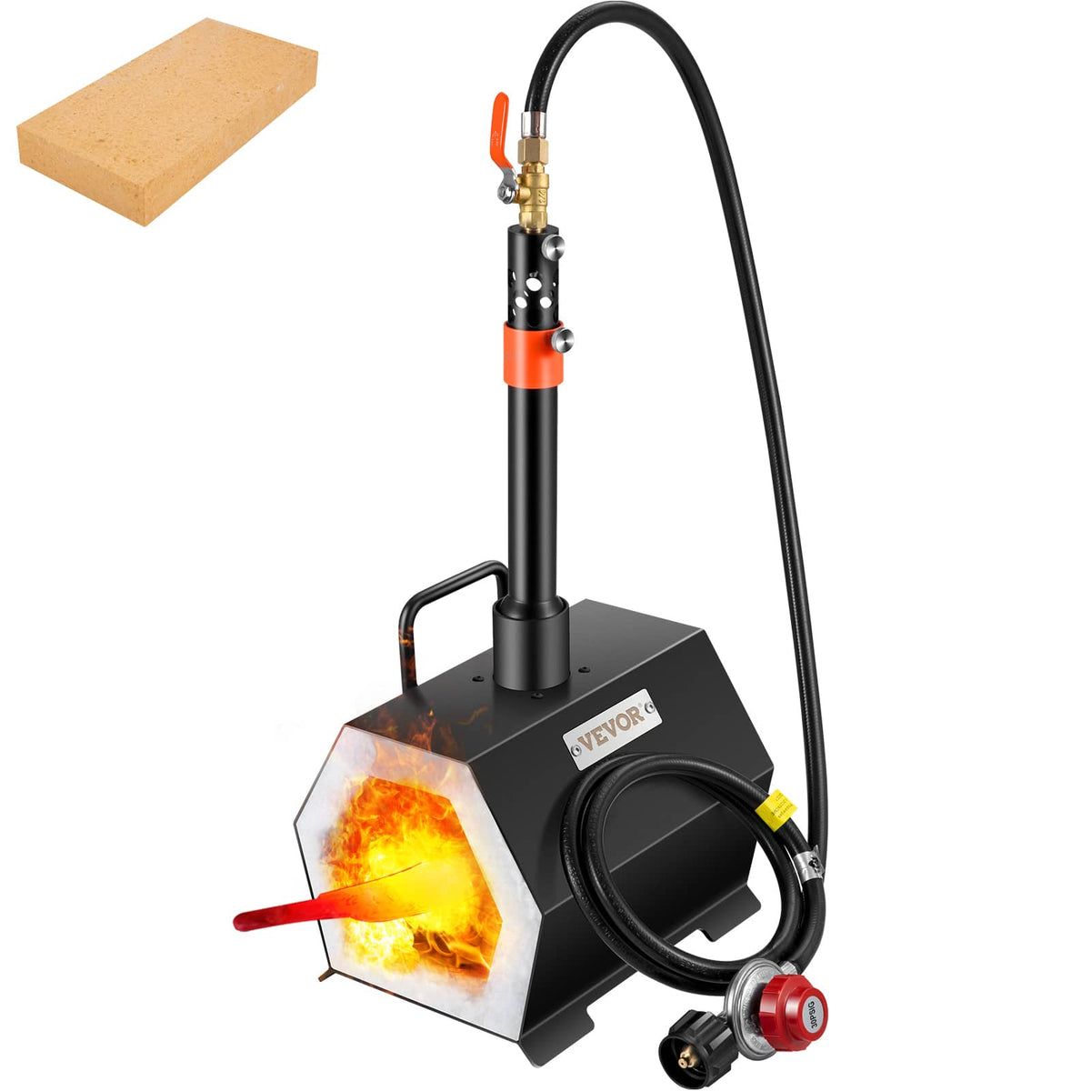 VEVOR - Propane Forge Portable, Single Burner Tool and Knife Making, Large Capacity Blacksmith Farrier Forges - Black