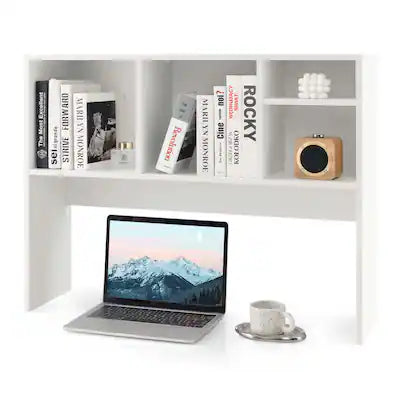 Costway - Computer Desktop Bookcase Countertop Storage Bookshelf Organizer with 4 Cubbies