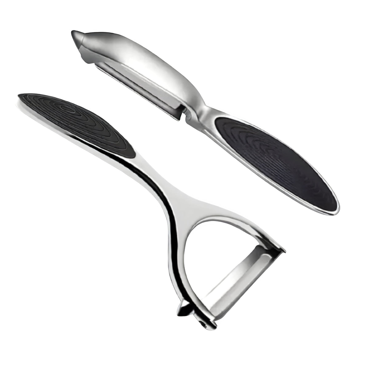 Kitcheniva - Stainless Steel Vegetable & Fruit Peeler Non-Slip Handle 2 Pack - Silver