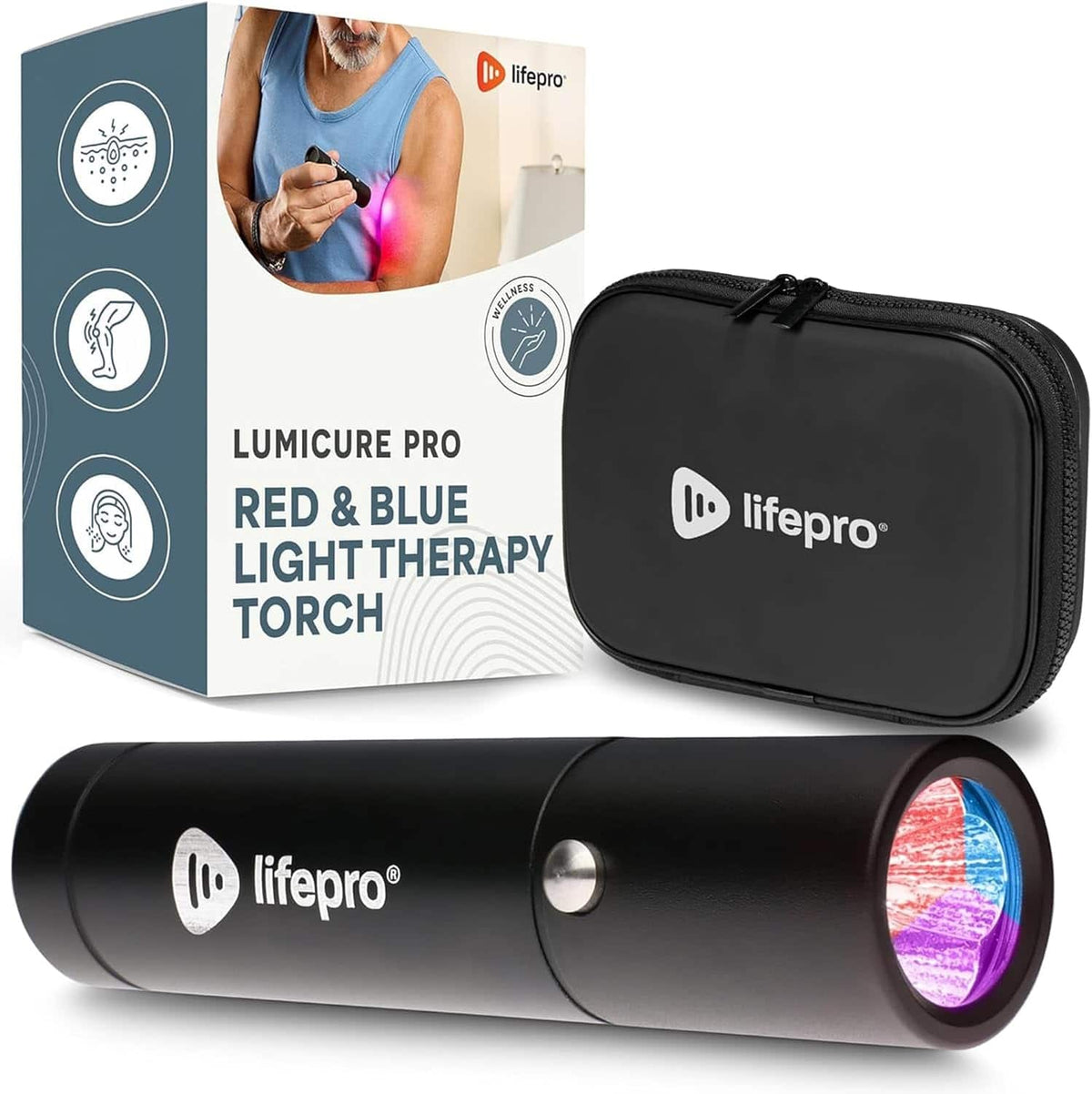 LifePro - Lumicure Pro Infrared & Red Light Therapy – Portable Pain Relief for Joints, Muscles & Inflammation - Black