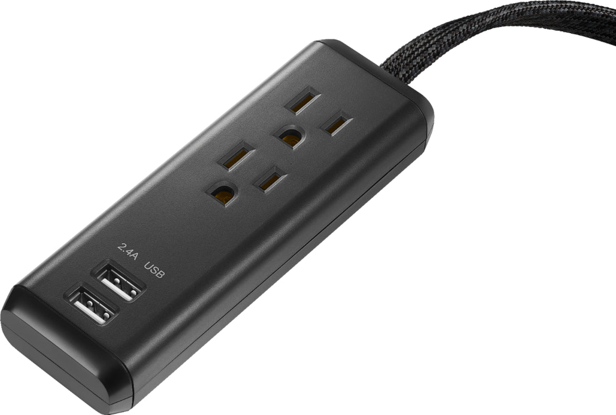 Insignia™ - 2-Outlet/2-USB Power Strip - Black