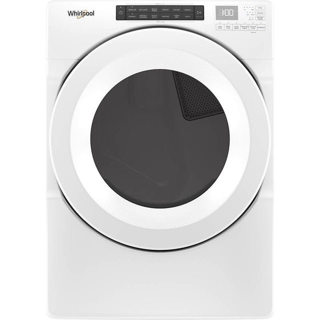 Front. Whirlpool - 7.4 Cu. Ft. Stackable Electric Dryer with Wrinkle Shield Option - White.