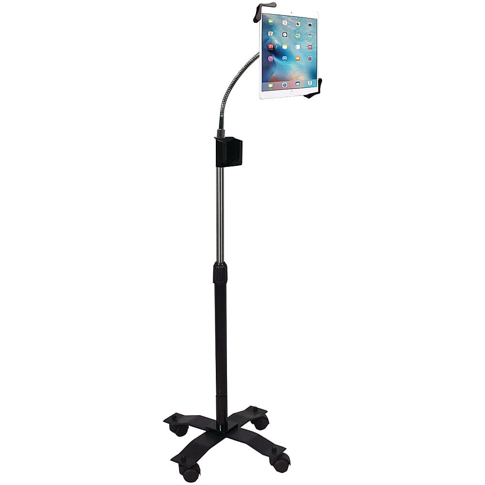 CTA Digital - Compact Gooseneck Floor Stand for iPad/Tablet - Black