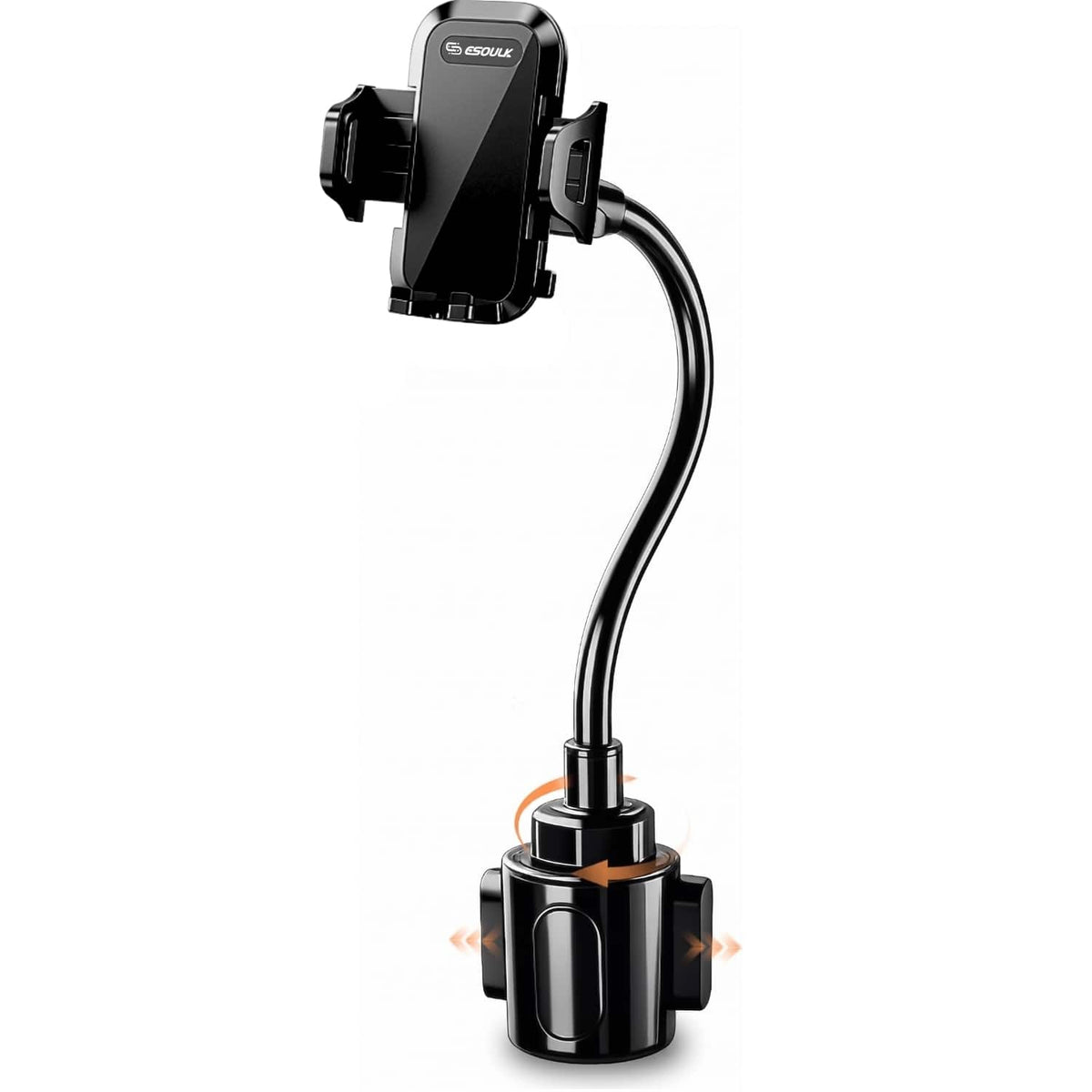 Esoulk - iPhone For Cup Holder Mount Adjustable Long Gooseneck Arm for Smartphones Samsung Universal Google Pixel - Black