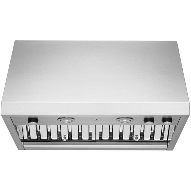 Front. JennAir - Pro-Style 30" Externally Vented Range Hood - Lustre Stainless.