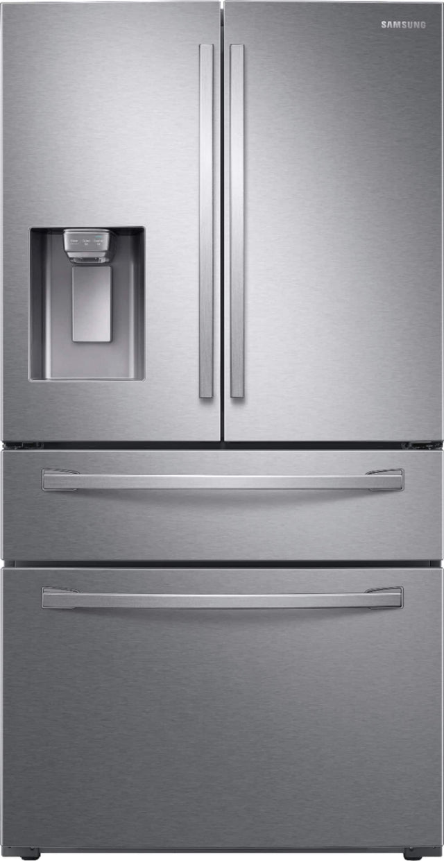 Front. Samsung - 28  Cu. Ft. 4-Door French Door Smart Refrigerator with FlexZone Drawer - Stainless Steel.