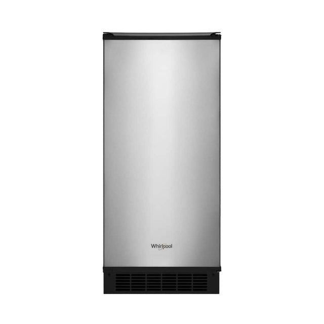 Front. Whirlpool - 15" 50-Lb. Freestanding Icemaker - Stainless Steel.
