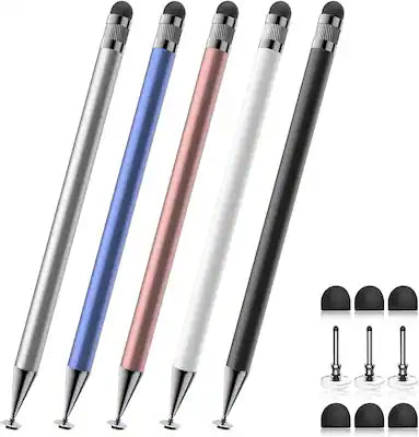 Core Tech - 2-in-1 Stylus Pens (5-Pack) for Touchscreen Devices High Precision Stylus for iPhone, iPad, Android Tablets Smartphone