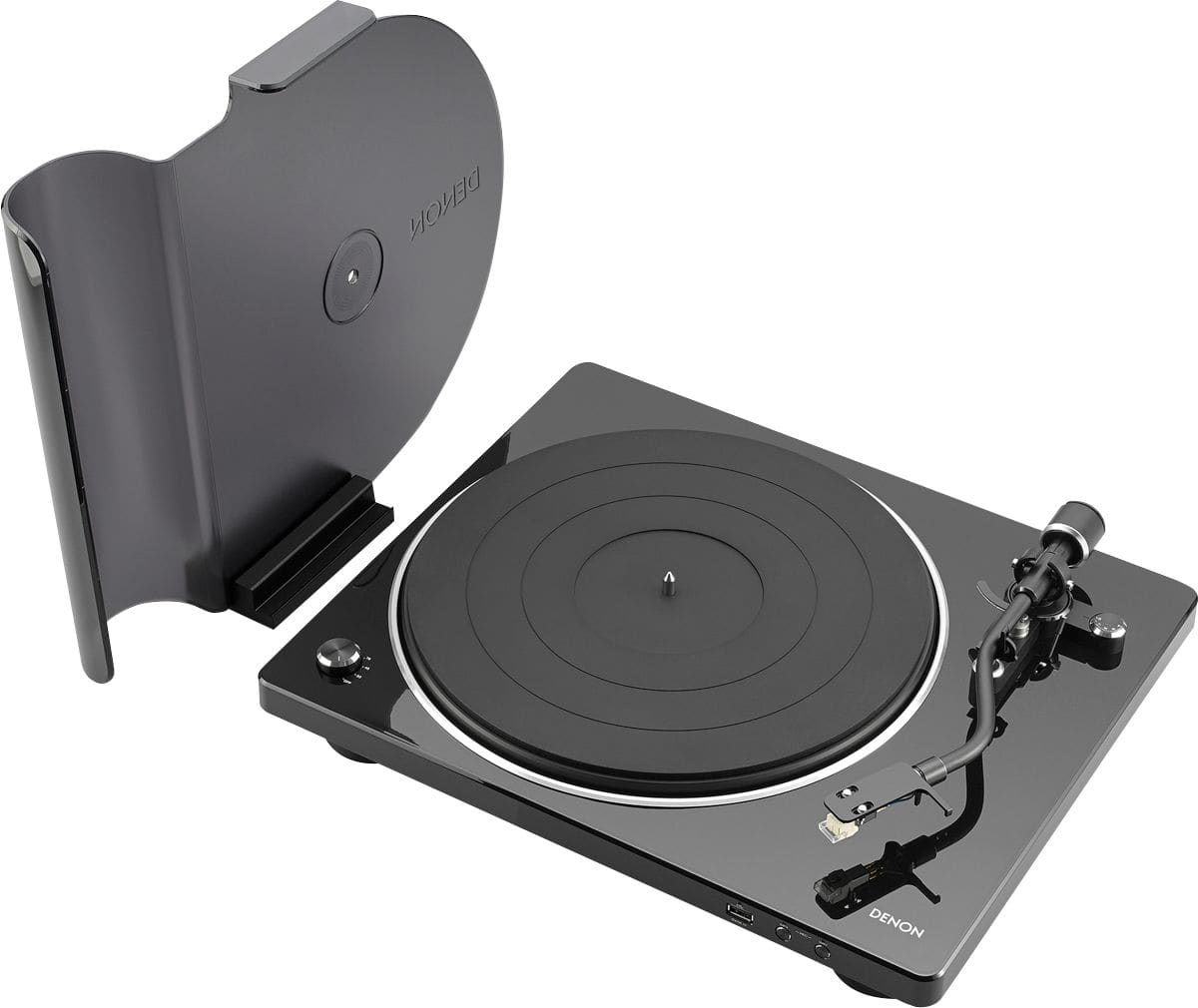 Denon - DP-450USB Semi-Automatic Analog Turntable w Speed Auto Sensor, Supports 33 1/3, 45, 78 RPM (Vintage) Speeds - Black