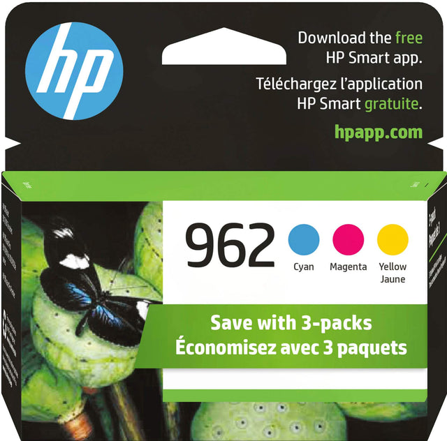 Front. HP - 962 3-Pack Standard Capacity Ink Cartridges - Cyan/Magenta/Yellow.