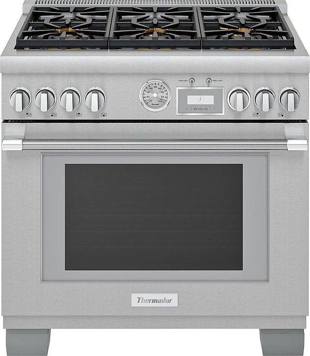 Front. Thermador - ProGrand 5.7 Cu. Ft.  Freestanding Gas Convection Range with Self-Cleaning and 6 Burners - Stainless steel.