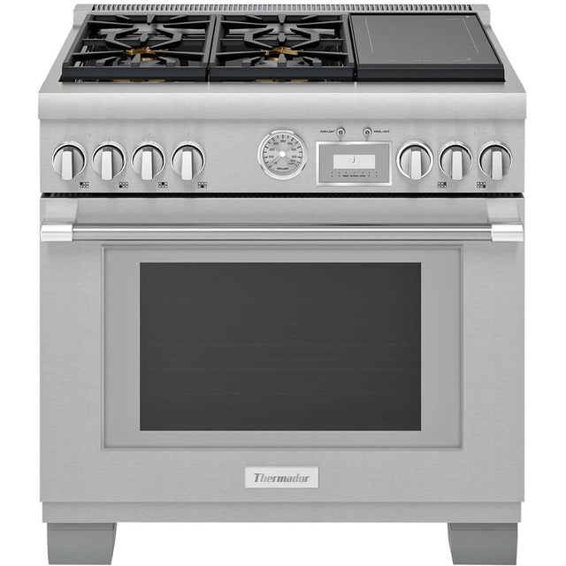 Front. Thermador - ProGrand 5.7 Cu. Ft. Freestanding Dual Fuel LP Convection Range with  Self-Cleaning - Stainless Steel.