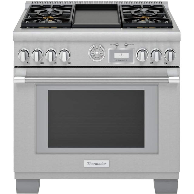 Front. Thermador - ProGrand 5.7 Cu. Ft. Freestanding Dual Fuel LP Convection Range with Self-Cleaning - Stainless Steel.