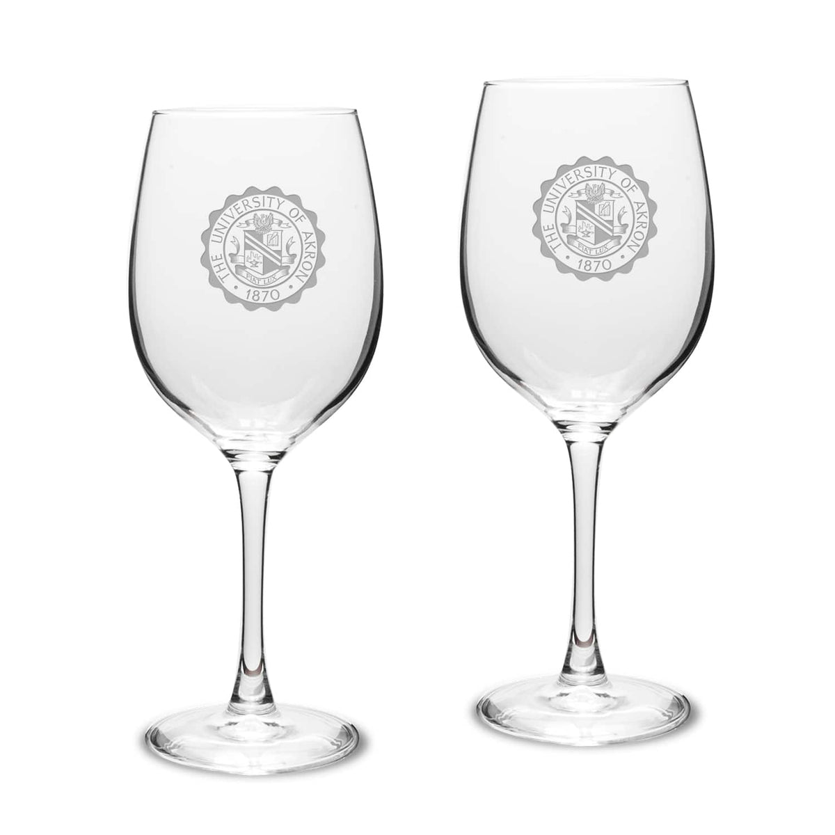 Jardine - Akron Zips 16oz. 2-Piece Traditional White Wine Glass Set - Multicolor