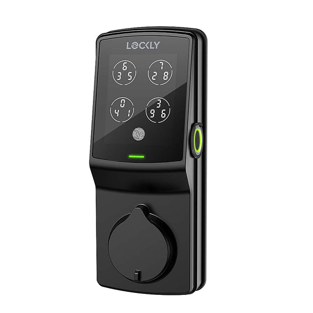 Front. Lockly - Secure Plus Smart Lock Replacement Deadbolt with 3D Biometric Fingerprint/App/Physical Key - Matte Black.