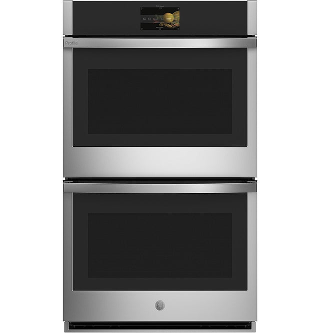 Front. GE Profile - 30" Smart Built-In Double Electric Convection Wall Oven with Air Fry & Precision Cooking - Stainless Steel.