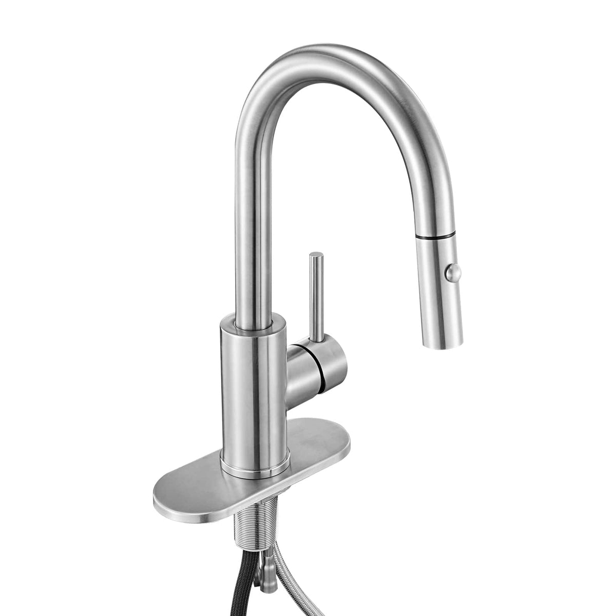 VEVOR - Single Handle Sink Faucet, Kitchen Faucet with Pull Down Sprayer, Suitable for Bathroom, RV, Bar Sink - Brushed nickel