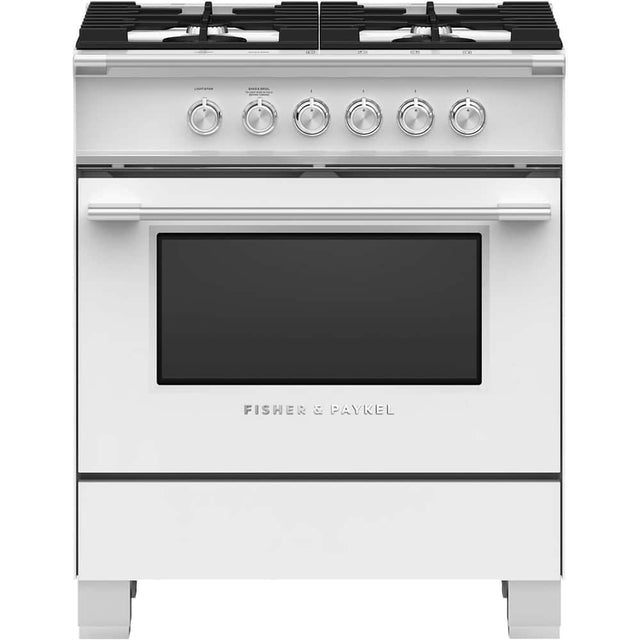 Front. Fisher & Paykel - 3.5 Cu. Ft. Freestanding Gas Range - White.
