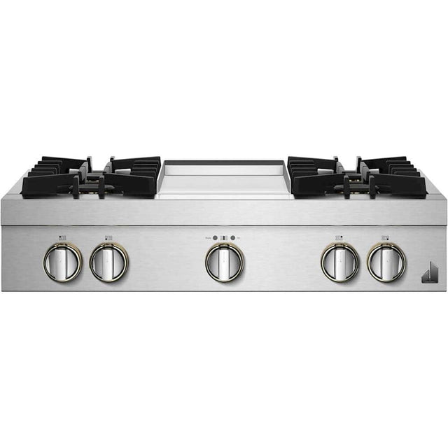 Front. JennAir - RISE 36" Built-In Gas Cooktop - Stainless steel.