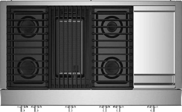 Front. JennAir - RISE 48" Built-In Gas Cooktop with Grill and Griddle - Stainless steel.