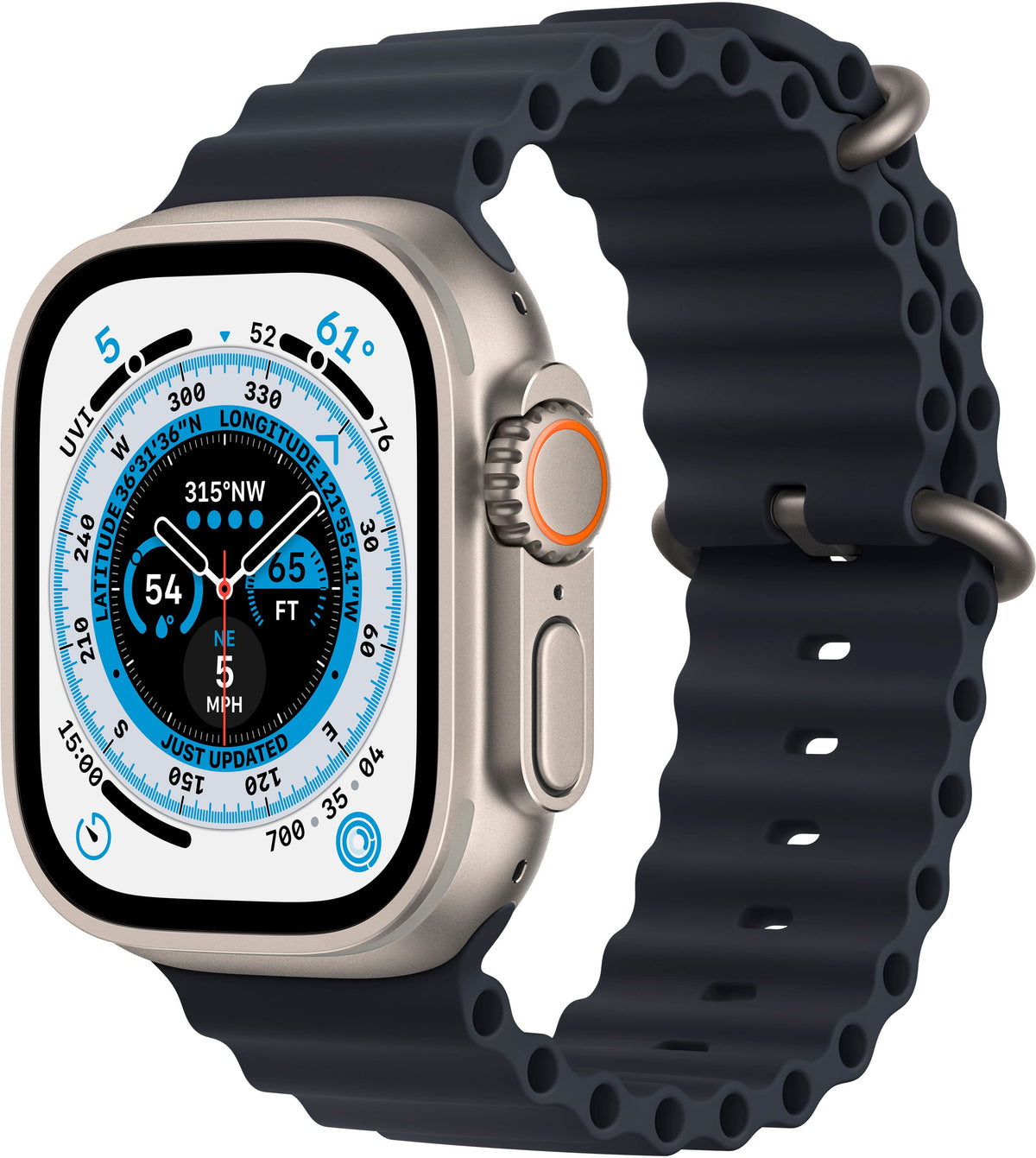 Refurbished Excellent - Apple Watch Ultra (GPS + Cellular) 49mm Titanium Case with Midnight Ocean Band - Titanium - (2022)
