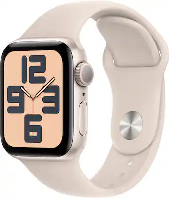 Apple - Watch SE 2nd Generation (GPS) 40mm Starlight Aluminum Case with Starlight Sport Band - S/M