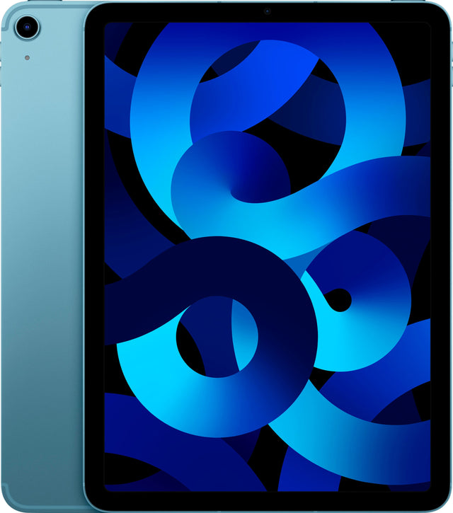 Front. Apple - Geek Squad Certified Refurbished 10.9-Inch iPad Air (5th Generation) M1 chip  Wi-Fi + Cellular - 64GB - Blue.