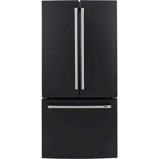 Front. Café - 18.6 Cu. Ft. French Door Counter-Depth Refrigerator, Customizable - Matte Black.
