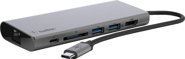 The text on the image reads "HDMI belkin PD SD 15A (PO)." This is a description of a device that features an HDMI port, a Belkin brand, and a power supply of 15 amps. The device is likely designed for charging and connecting electronic devices, such as smartphones or tablets, to a computer or other power source.