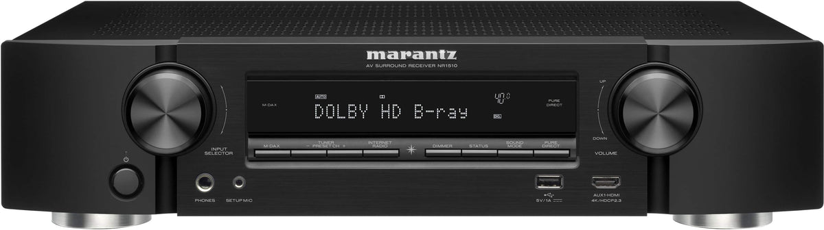 Marantz - NR1510 NR 5.2-Ch. Bluetooth Capable With HEOS 4K Ultra HD HDR Compatible A/V Home Theater Receiver - Black