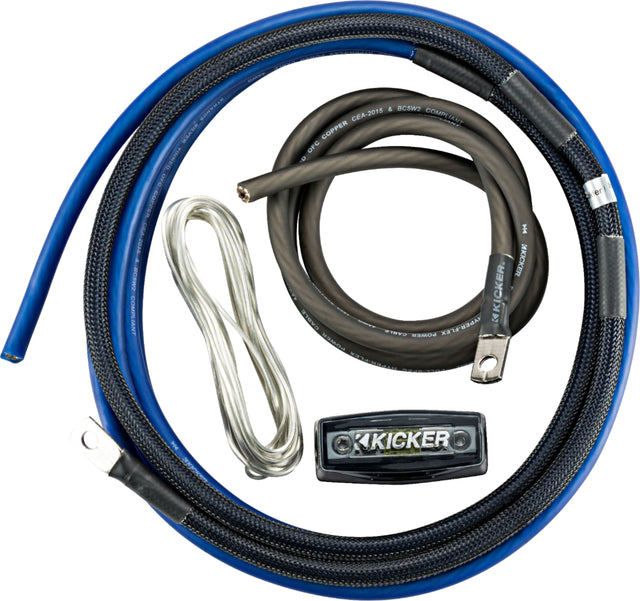 Front. KICKER - P-Series 4AWG 2-Channel Amplifier Power Kit - Dark Gray/Blue.