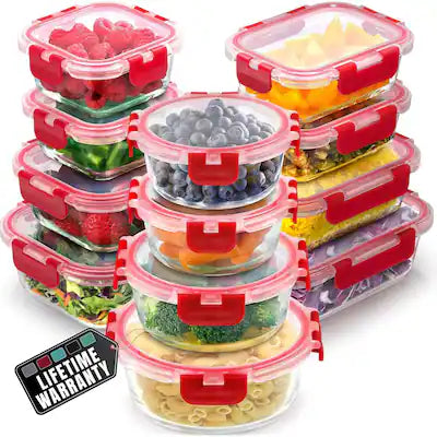 Zulay Kitchen - 12 Pack Premium Borosilicate Glass Food Storage Containers with Lids