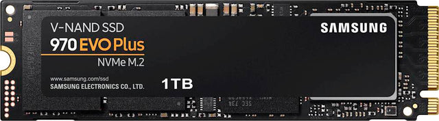 Front. Samsung - Geek Squad Certified Refurbished 970 EVO Plus 1TB Internal SSD PCIe Gen 3 x4 NVMe - Black.