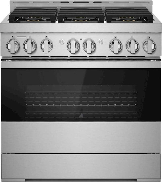 Front. JennAir - NOIR 5.1 Cu. Ft. Self-Cleaning Freestanding Gas Convection Range - Floating Glass Black.