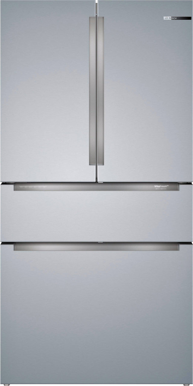 Front. Bosch - 800 Series 20.5 Cu. Ft. 4-Door French Door Counter-Depth Smart Refrigerator - Stainless steel.
