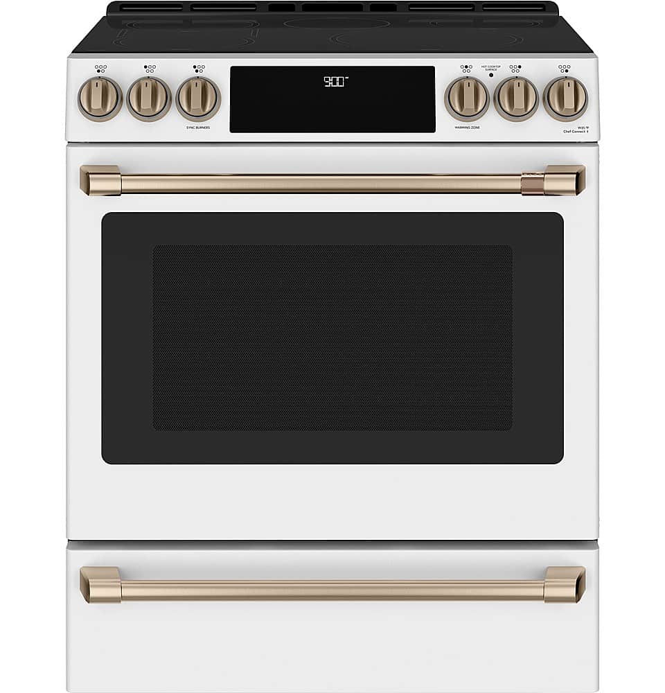 Café - 30 in. Wide 5 Elements 5.7 Cu. Ft. Slide-In Electric Smart Induction Convection Range - Matte White