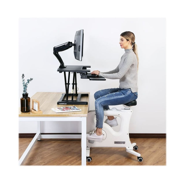 Left. FlexiSpot - AlcoveRiser Standing Desk Converter With Adjustable Height - Black.
