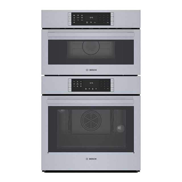 Front. Bosch - 800 Series 30" Built-In Electric Convection Combination Wall Oven with Speed Microwave and Wifi - Stainless steel.