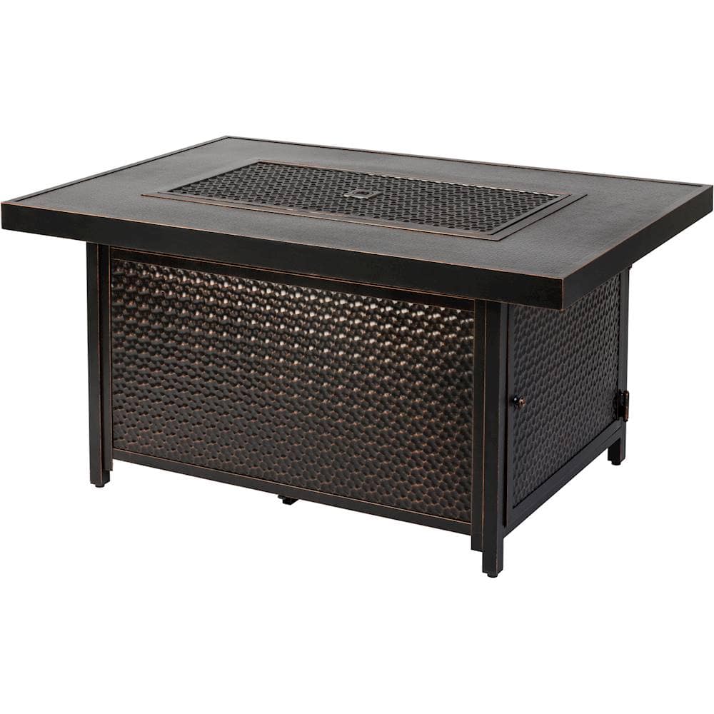 Fire Sense - Weyland Hammered Aluminum Convertible Gas Fire Pit Table 55000 BTU Multifunctional Outdoor Firepit - Antique Bronze