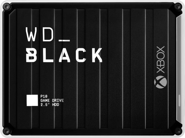 Front. WD - BLACK P10 Game Drive for Xbox 5TB External USB 3.2 Gen 1 Portable Hard Drive - Black With White Trim.